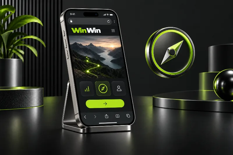 iPhone and browser illustration for the WinWin iOS route