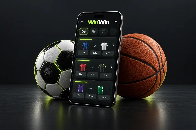 Phone match list with football and basketball imagery